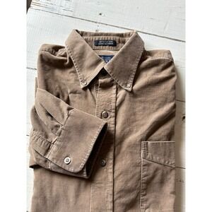 Shaver Lake Mens Tan Brown Corduroy Button Down Shirt Large Long Sleeve Cotton